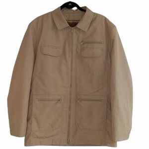 London Fog Dark Khaki Fur Lined Coat sz 42